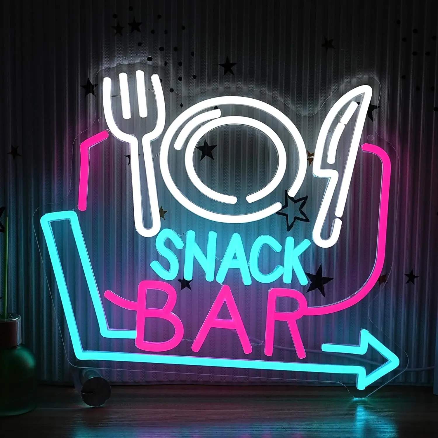 Neon Light Strip for Wall Decoration, Attractive Snack Glow Sign, USB Adjustable Bar LED Sign, Business Arrow Neon Lamp, Coffee Shop Decor