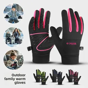 New Outdoor Parent-Child Autumn Winter Children's Sports Running Cycling Touchscreen Warm Gloves Fleece Lined Cold-Proof Riding Gloves outdoor activity glove gym stuff High Sensitivity Screen grip  it  gloves football gloves  outdoor winter gloves for men