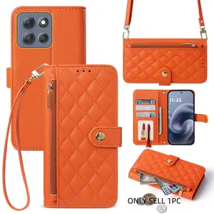 Motorola Edge60 Fusion/ Edge50/ Edge 70/g86/g 5g/ G55/g75 5g/ G54/e15/g15/g14 4g/ G13/ G55 5g/g86 Power/ultra Crossbody Bag, Flip Cover Phone Case with Card Slot and Zipper Wallet