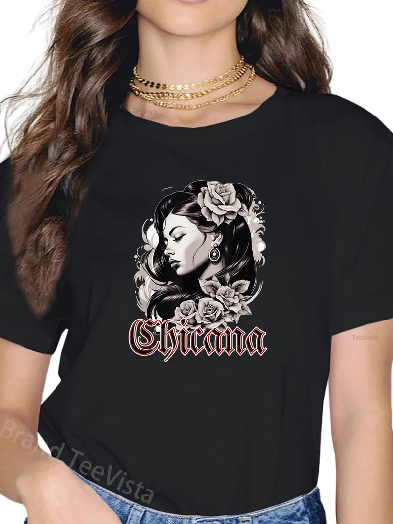 100% Cotton Woman's Chola Hispanic Latino Mexican Chicano Cholo, Chicana T-Shirt