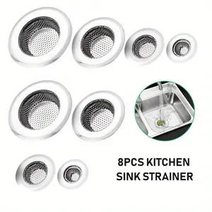 8 Pieces Drain Stoper, 4 Size Drain Hair Catcher, Shower Drain Cover for Bathtub, Kitchen Sink Strainer, Stainless Steel Bathroom Sink