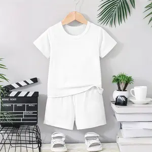 Unisex Kids Short Sleeve T-Shirt and Shorts Set, Casual Summer Outfit for Boys and Girls, Comfortable Crew Neck Clothing Set for Daily Wear and Outdoor Play