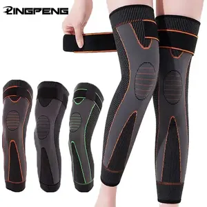 Unisex Multi-Size High-Elasticity Extended-Length Nylon Knit Knee Brace Pad, Breathable Support Sleeve with Artemisia Warmth, Adjustable Compression Strap for Sports and Joint Pain Relief