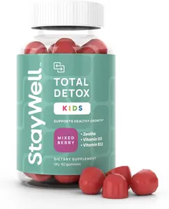 Stay-Well Naturals Natural Zeolite Heavy Metal Detox Kids, Chewable Gummy, Micronized Zeolite, Total Body Metal Cleanse, Toxin Cleanse, Non-GMO, 60 Mixed Berry Gummies