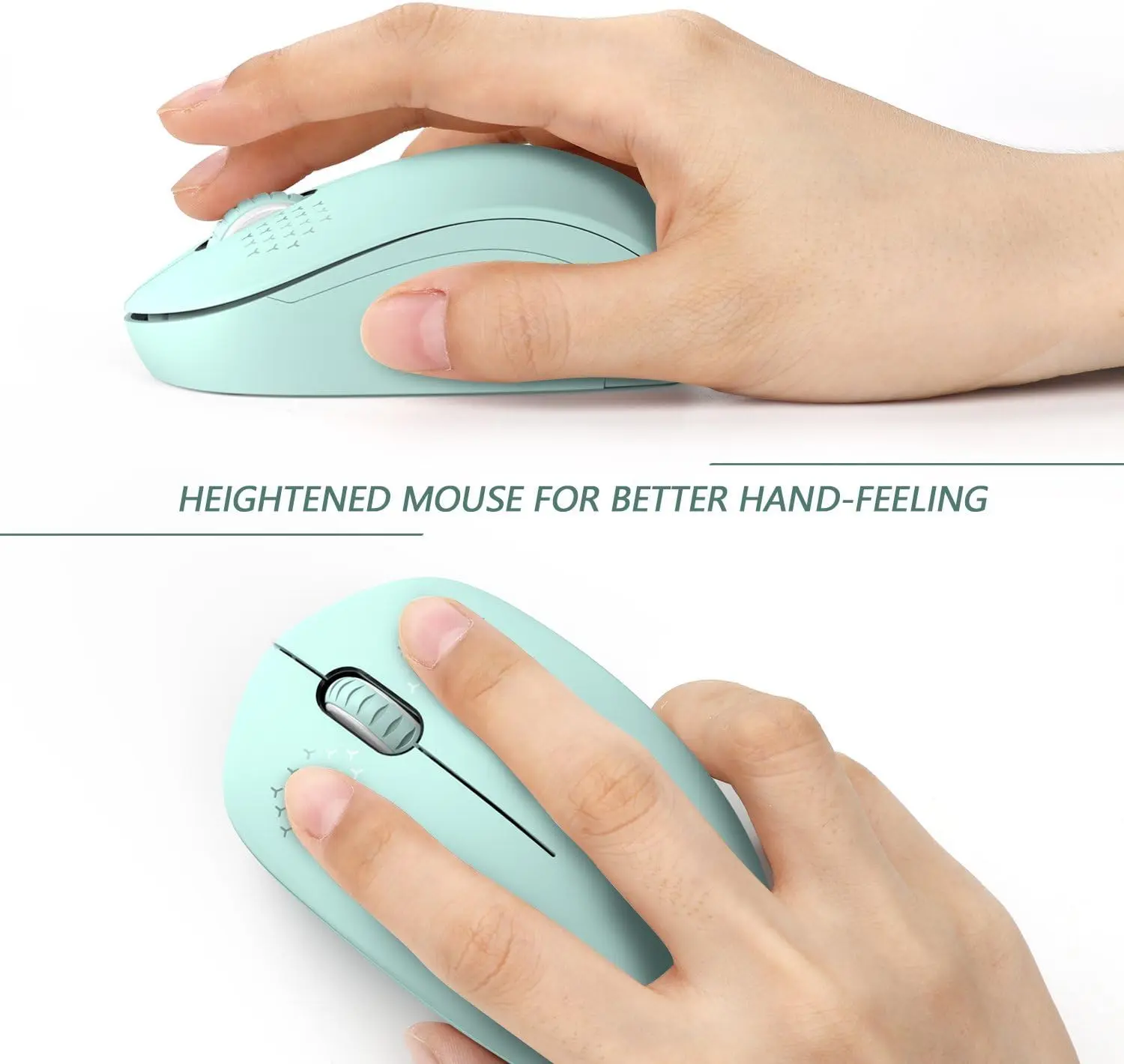 Wireless Mouse for Laptop – 2.4G Silent Click Mouse with USB Receiver, Portable Optical Computer Mouse for PC, Chromebook & Tablet (Mint Green)