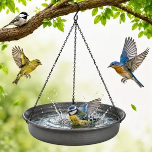 Hanging Bird Bath Hanging Bird-Feeder -  Garden BirdBath Tray Wildlife Feeder Plate Water Bowl or Water Bowl for Outdoors Garden Patio Decoration