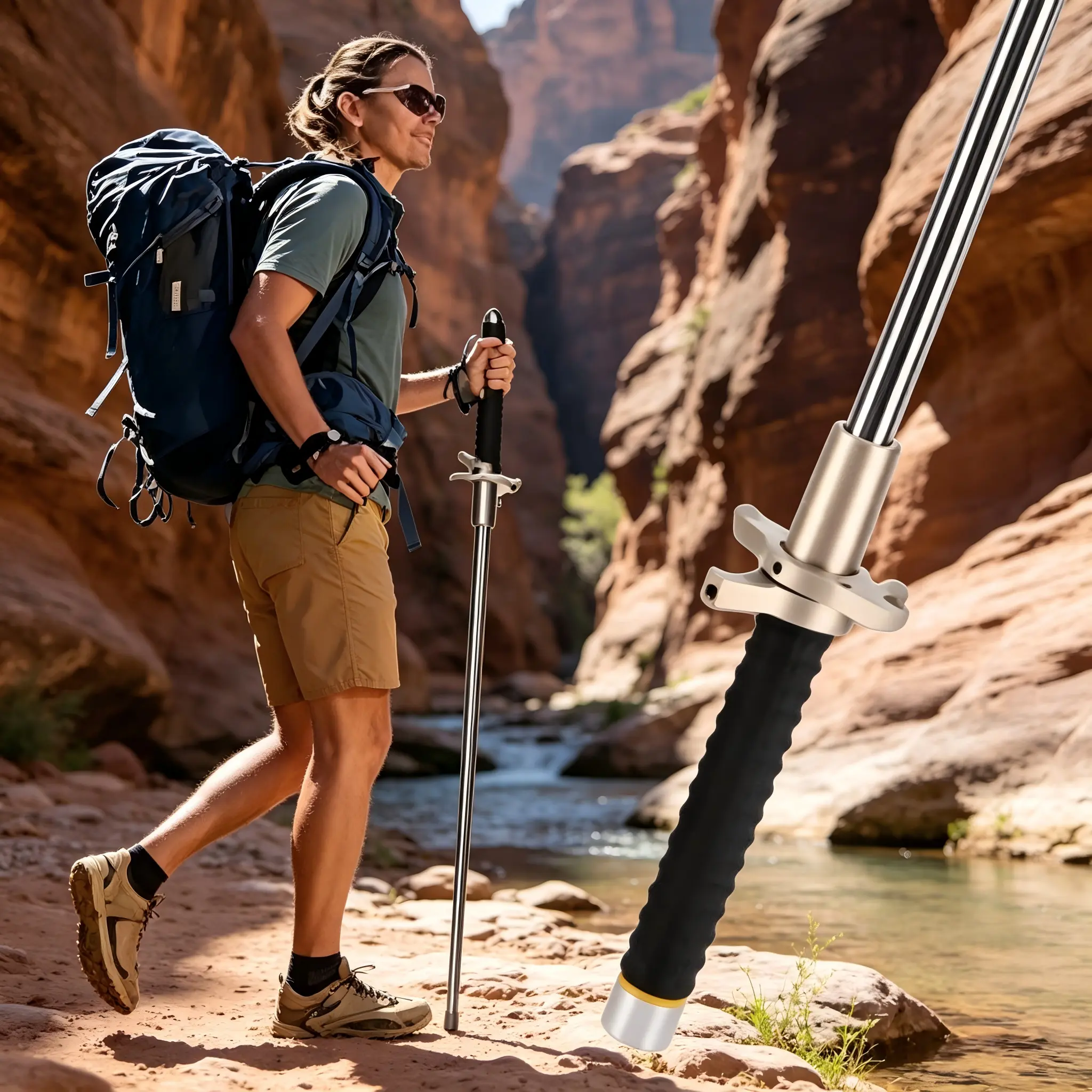 Adjustable Telescopic Support Stick with Non-Slip Handle forOutdoor Walking and Daily Use