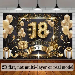 18th Birthday Party 2D Flat Banner, Polyester Background Banner, Multiple Sizes Available, Photo Backdrop Decor, Room Wall Party Decoration