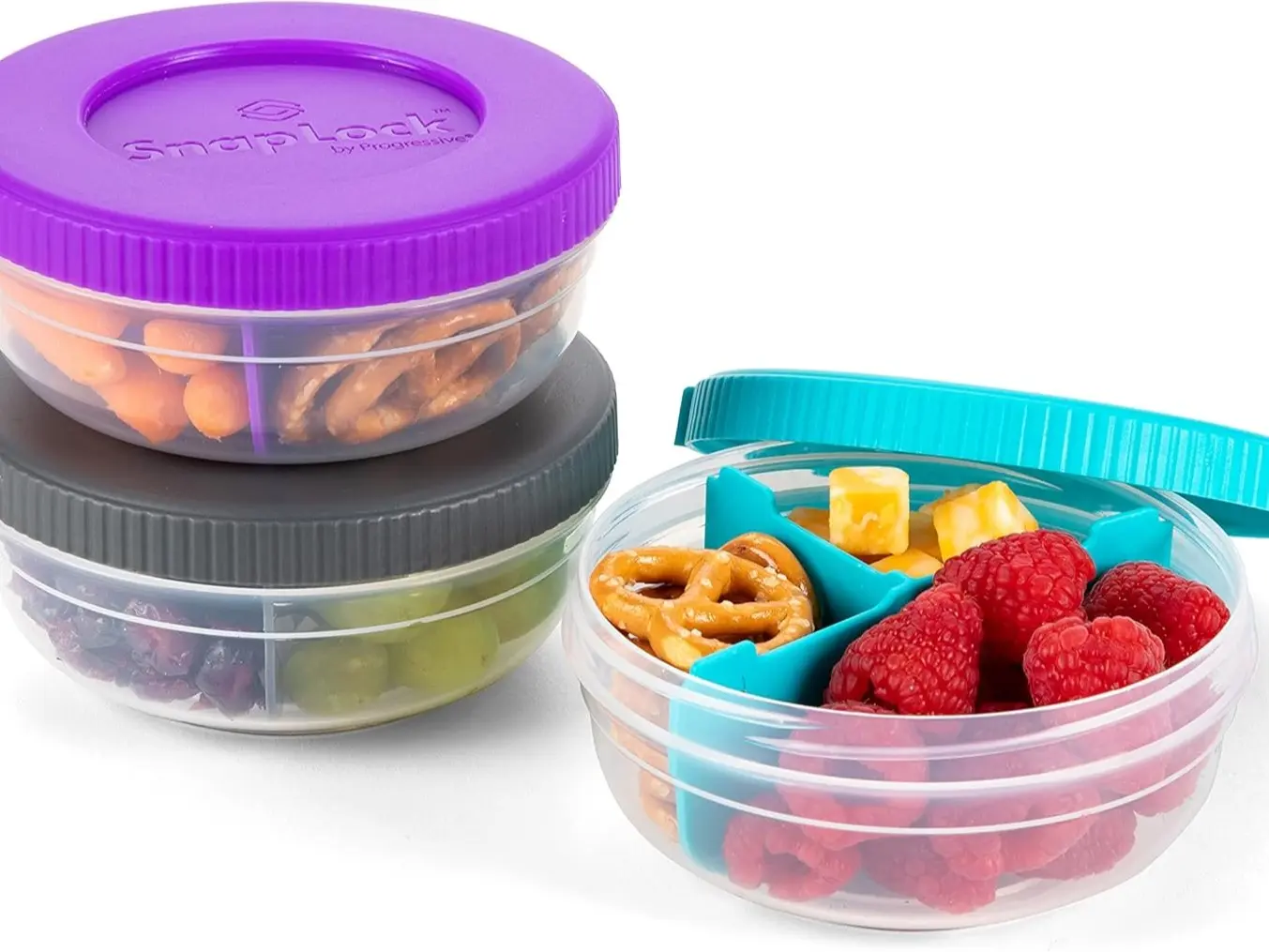 Progressive International Snaplock 3 Piece Set, On-The-Go, Leak-Resistant 5 Ounce Snack Container Set