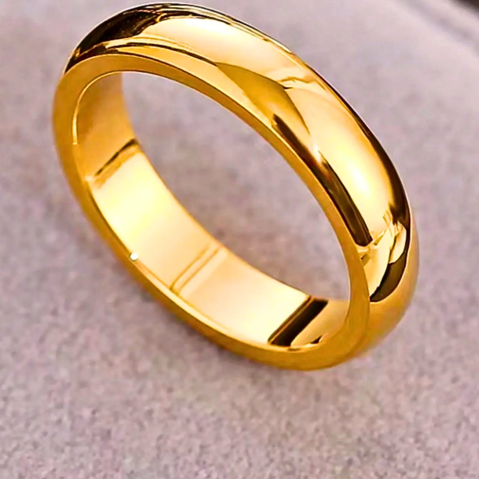 Simple 18k gold plated ring, 4mm for proposal, engagement, wedding or gift – Minimalist design for couples, suitable for everyday wear