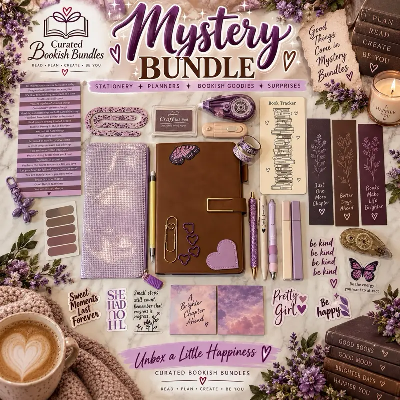 Mystery Bookish Bundle Journal Kit Set & Stationery Bundle, Unisex Gift Pack for Book Lovers, Craft & Lifestyle Stationery Supplies
