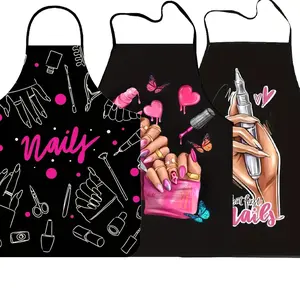 Nails Pattern Polyester Apron, 1 Count Adult Size Sleeveless Kitchen Apron, Birthday Present, Summer Breathable Cooking Unisex  Apron,Gift for Daughter&Mother&Wife&GF&Sister,Makeup Artist Gear, Cool Apron for Nail Tech ﻿ ﻿ ﻿ ﻿ ﻿ ﻿ ﻿ ﻿ ﻿ ﻿