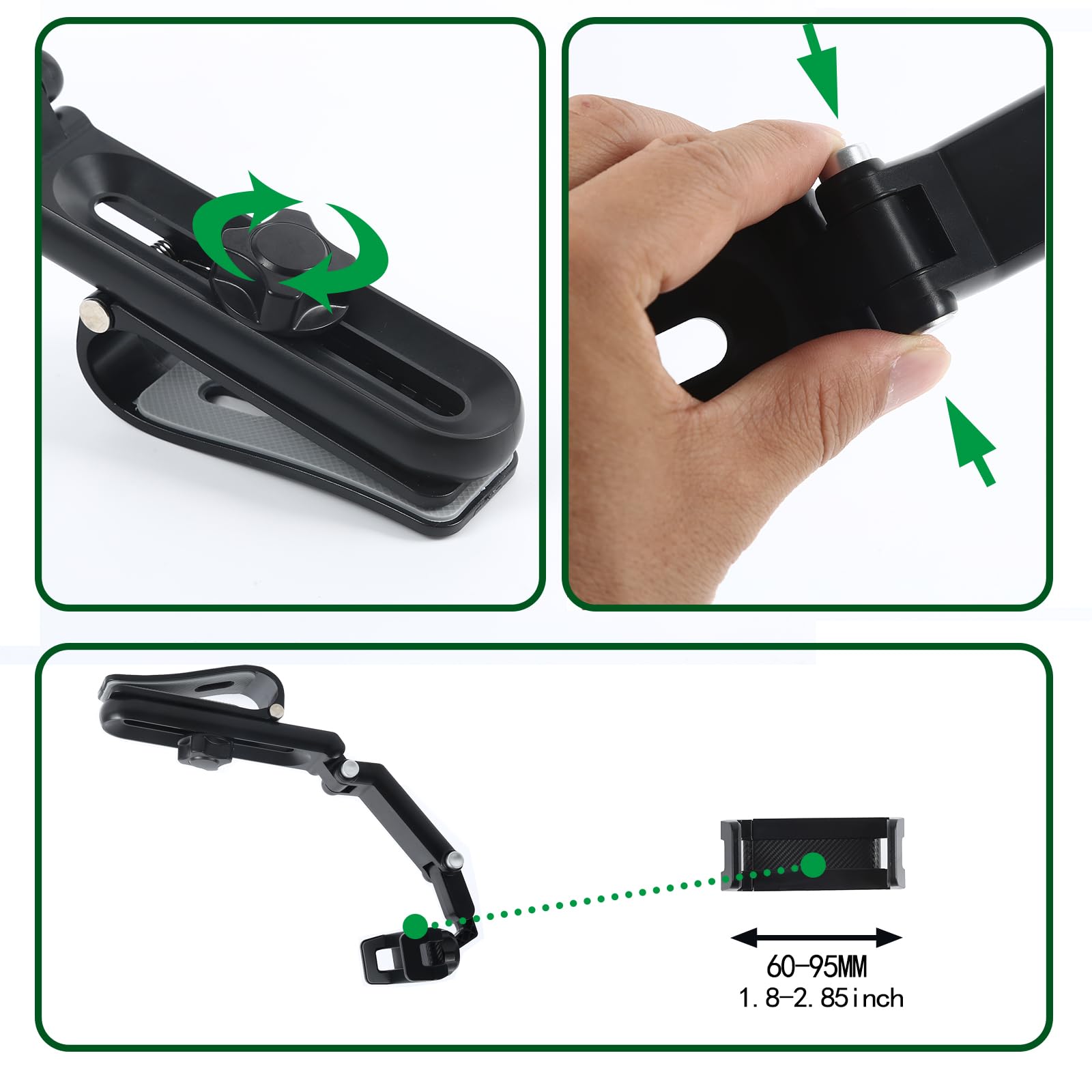 Sun Visor Phone Holder, Phone Holder for Car, 360 Rotatable and Adjustable, Compatible with Most of Smartphones, More Comfortable to Use Hands-Free.