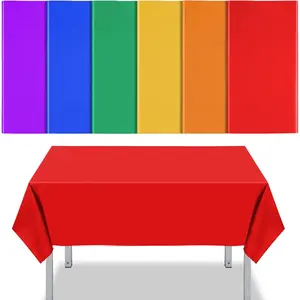 6 count Assorted Color Plastic Tablecloth 54 x 72 Inch Disposable Colorful Tablecloth Rectangle Table Cover for Birthday Party Wedding Picnic Graduation Table Decoration (Bright Color)