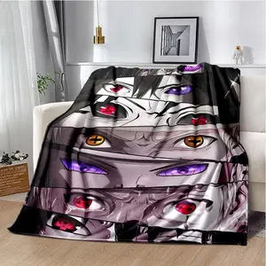 N-Naruto Itachi Anime Flannel Blanket, Soft Warm Throw Blanket for Bedroom, Living Room, Travel Adventures, Cozy Bed Cover