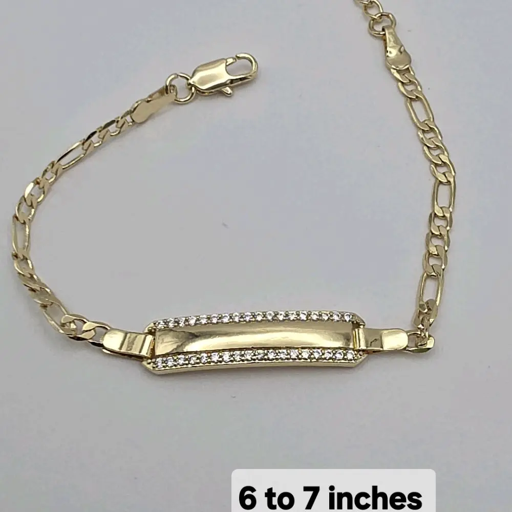 ID BRACELET withclear stone'sGOLD-PLATED adjustable