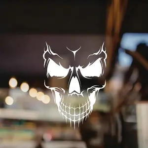 1PC Dark Hardcore Style "Sharp Skull" Sticker - For glass decor, dark-style backpacks, hardcore notebooks. With cool dark vibe, features sharp skull silhouette (sharp stroke + dark hardcore style). A favorite for dark decor lovers! Dark Decor Stickers
