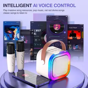 Mini Karaoke Machine: Portable Bluetooth Karaoke Speaker with 2 Wireless Microphones for Family Home Party -Singing Speaker System - Stage-subwoofers