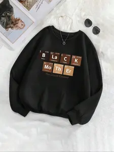 Women's Letter Print Round Neck Sweatshirt, Casual Long Sleeve Crew Neck Pullover for Fall & Winter, Women's Clothes for Daily Wear, Womenswear Tops