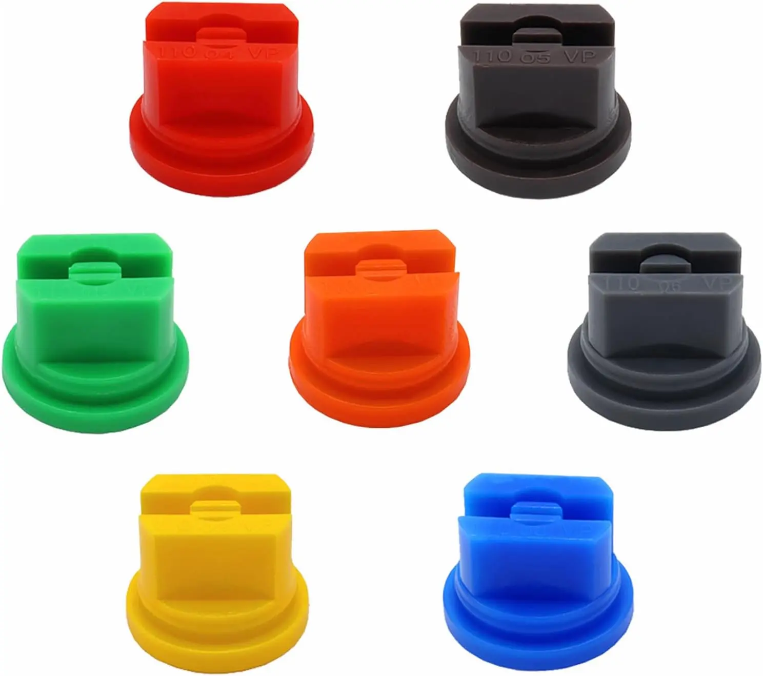7 count Spray Nozzle Tips Set, 110  Flat Fan Shaped Plastic Nozzle, 0.1-0.6mm Pore, for the Replacement Boom Pump Sprayer Knapsack, Agricultural Greenhouse Sprayer Tank Garden Weeding Equipment