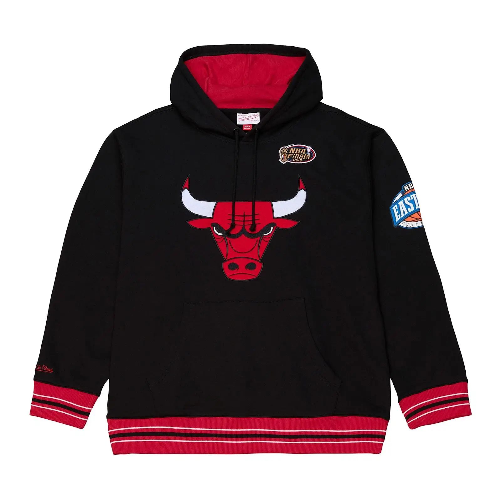 Chicago Bulls Black Playoff Win Fleece Hoodie NBA Throwback Sweatshirt Vintage Fan Gear Mitchell & Ness
