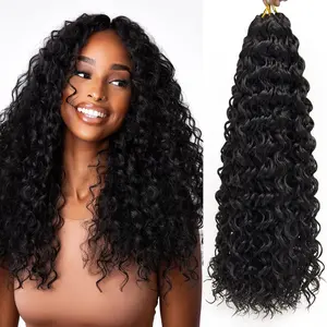 8 Packs GoGo Curl Crochet braids hair extensions for Women Natural Black Curly Crochet Deep Wave Braiding hair,Synthetic Bohemian Crochet Braid Water Wave Crochet hair Extensions(18inch, 1B)