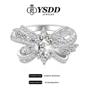【#338 Charlotte】Luxury Bowtie Style Oval Cut 1CT Synthetic Moissanite Engagement Rings in 925 Sterling Silver Statement Ring