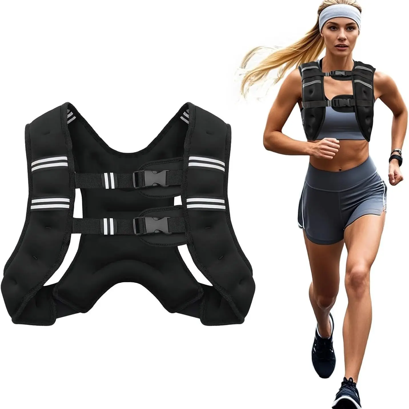 Weighted Vest 8lbs 12lbs with Detachable Phone Pouch Rucking Vest for Men Women Walking Running Training