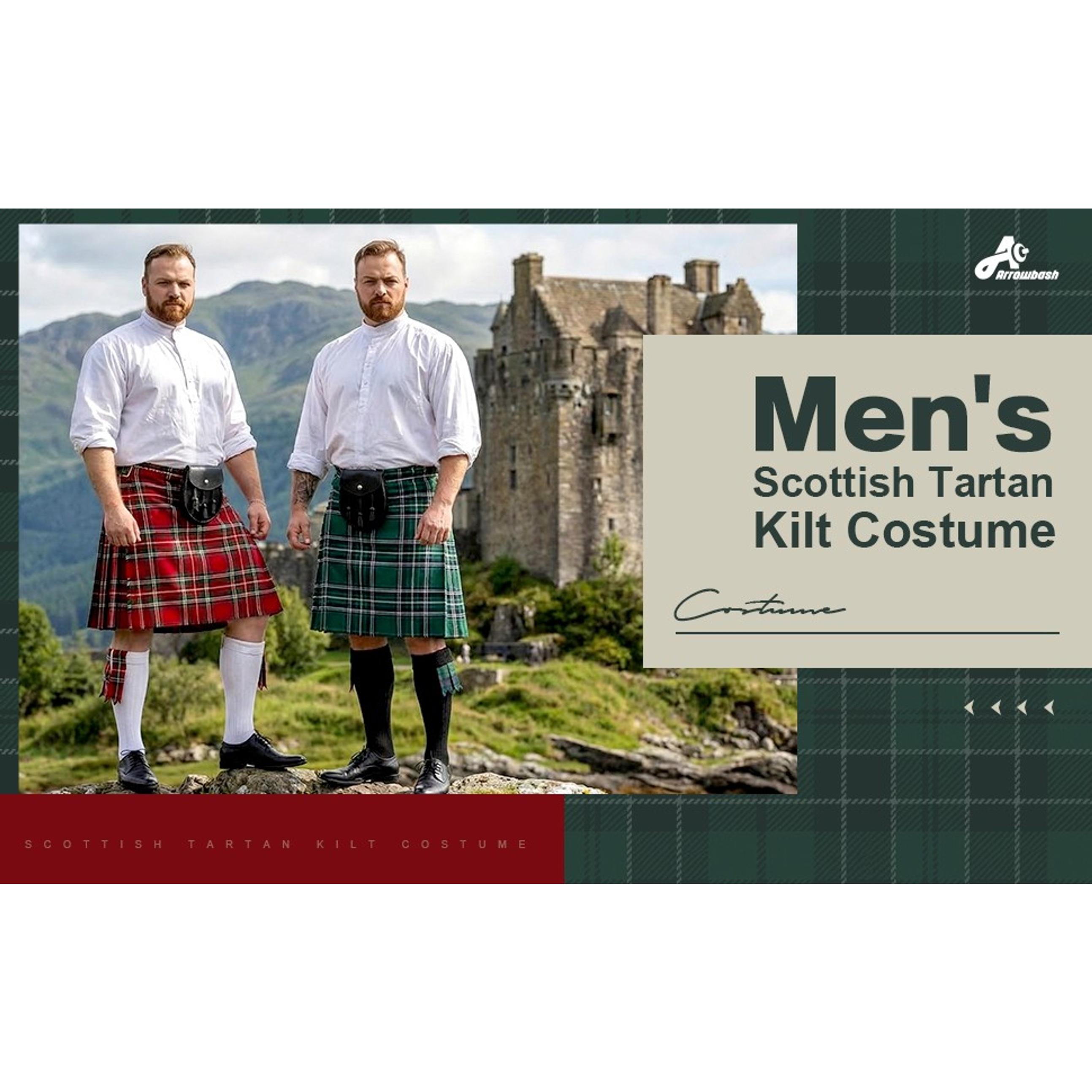 3 Pcs Men's Scottish Kilt Accessories Set - Traditional Tartan Hose Socks, Flashes & Sporran (Kilt Not Included)Gift