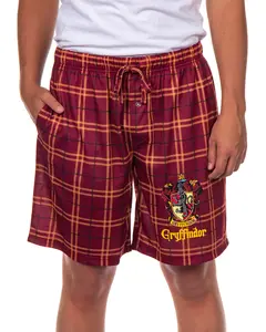 Harry Potter Pajamas Men's House Crest Plaid PJ Lounge Shorts
