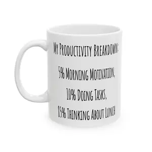Funny Productivity Breakdown Coffee Mug, Thinking About Lunch Mug, Office Humor Cup, Coworker Gift, Funny Work Mug, Food Humor Coffee Cup