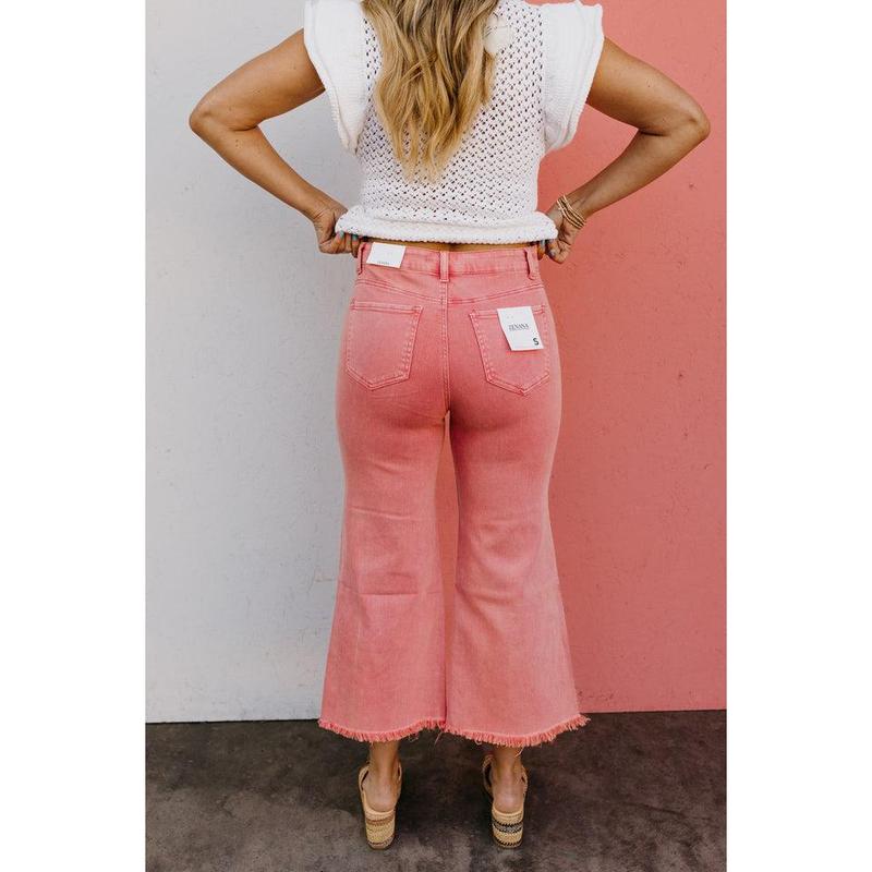 ***DOORBUSTER*** It's About Time 2 Colored Denim Wide Leg Jeans in Ash Pink