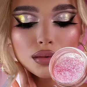 Pink Glow Eyeshadow Powder - Includes Brush, Long-lasting Vibrant Color, Perfect for Women And Girls, Chameleon Makeup, Shimmering Effect, Ideal Gift for Halloween, Christmas, And Birthdays, Special Occasion Makeup, Sparkling Effect,
