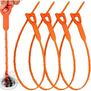Drain Snake Drain Clog Remover Tool 4 Pack 20 Inch Flexible Hair Removal for Sink Shower Tub and Toilet with Grip Handle Easy Use Kitchen Bathroom Pipe Cleaner-
