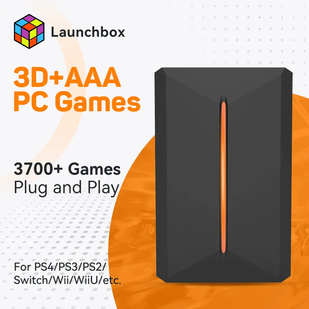 OKKQVV【3700 ROMs for 500GB】Launchbox Game Vault Hard Disk Drive【Wireless Game Controller+1 USB-B Cable】etc Games Collections Ready to Play Gift Package