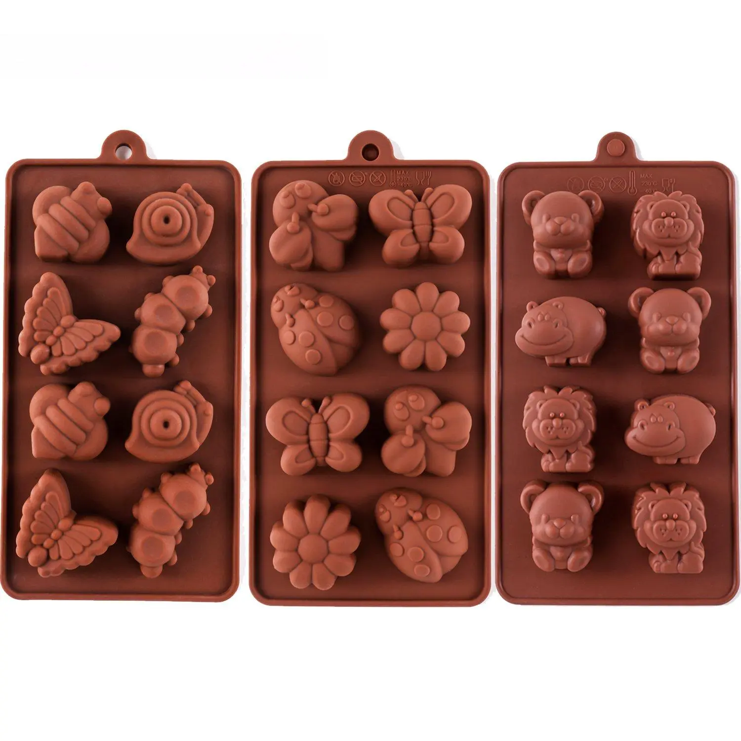3-Pack Silicone Forest Animal Chocolate Candy Molds – Non-Stick Baking Mold Set for DIY Chocolates, Soaps, Resin, and Candy – Fun Lovely Shapes for Kids & Gift-Making