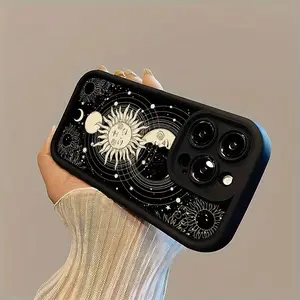 Sun Moon Starry Sky Case for iPhone 17 Air 16 16e 15 14 13 12 11 Pro Max Plus X XS Pattern Soft Matte TPU Armor Lens Protection Rugged Phone Back Cover for