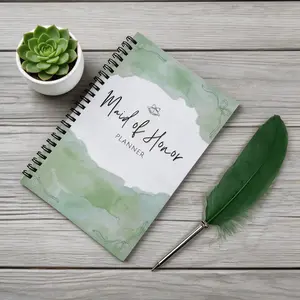 Wedding Essential Maid of Honor Planner + Matching Feather Pen Set, Personalized Wedding Role Notebook, To-Do List, Party Gift