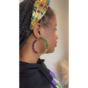 Mardi Gras Hoop Earrings