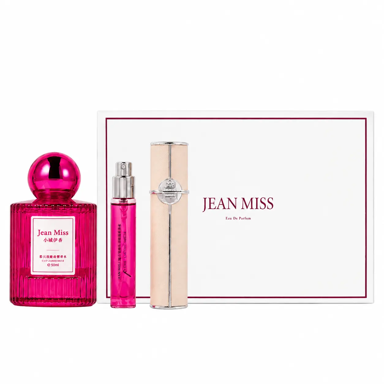 JEAN MISS Glimmer Rose Perfume Gift Set 3PCS for Women, Long Lasting Floral Sweet EDP Fragrance with Travel Spray & Refillable Atomizer, Romantic Fresh Summer Scent, Feminine Perfume Collection for Daily Wear, Date Night, Party, Birthday Anniversary Gift