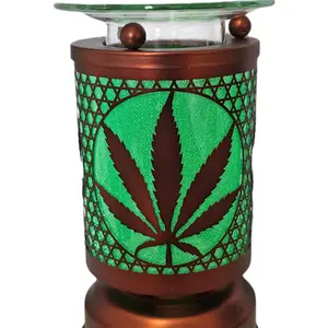 Green Leaf Touch Aroma Burner - Warmer - Tart Warmer - Wax Warmer Decor Bronze Gift Room Ornaments