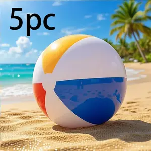 5pc Inflatable Colorful Beach Balls, Portable Volleyball Toys, Perfect for Beaches & Summer Vacations, Essential Holiday Accessories