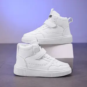 2026 Children's White Sneakers New Spring and Autumn Waterproof High-top Shoes for Boys and Girls Elementary School Students Trendy Versatile Sports Shoes Casual Board Shoes