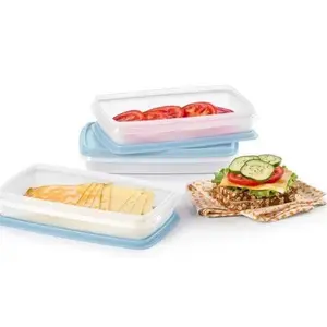 Snack-Stor Slim Snack n Stor Containers - Set of 3 Compact Deli Meats & Cheeses Storage with Seals for Easy Meal Prep