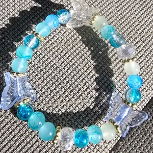 Ocean Butterfly Blue with butterfly beaded Bracelet