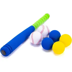 16.5 Inch [Mini Size] Soft Kids Foam Baseball Bat Toy Set with 6 Balls, Gift for Toddler Age 3 Years Old Indoor Outdoor Sport T Ball Bat Playing Sport Game (Blue)