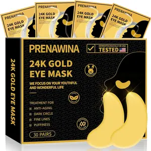 Under Patches for Puffy Eyes Treatment 30 Pairs, 24K Gold under Masks for Dark Circles and Puffiness, Gel Pads W/Collagen, Sodium Hyaluronate, Rose Essence for Bags Treatment Targeted Wrinkle Treatment Set cream roller Brightening Peptide Eye Korean Daily