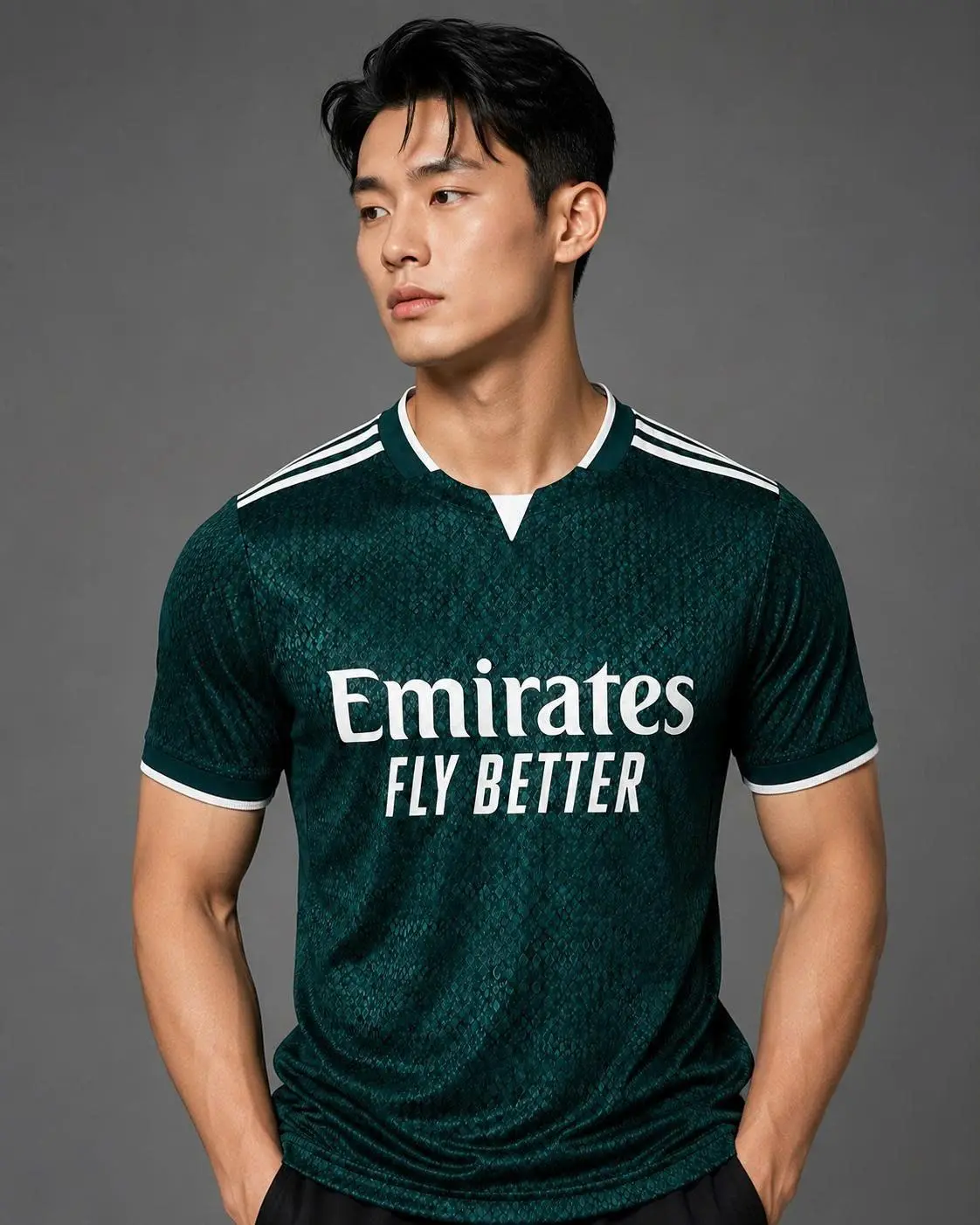 Men’s Dark Green Textured Soccer Jersey – Short Sleeve Athletic Football Fan Shirt