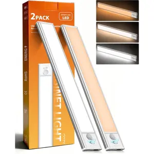 11.8inch Motion Sensor Cabinet Lights, 2200mAh 54 LED Beads, USB-C , 3 Color Temperatures, for Long Lasting Durability Easy to Install,  Under Cabinet Lights for Kitchen (2 Pack)