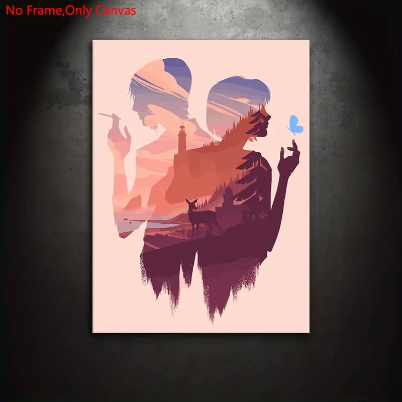 1 piece/set Frameless canvas painting and printing poster, classic double exposure art, Life is Strange, the gift for video game lovers, ideal for bedrooms, living rooms, Modern home decor, wall decorations, room decoration